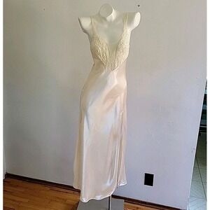Victoria Secret Vintage 90s Slip Dress Maxi Ivory Lace Gown Gold Label Boudoir